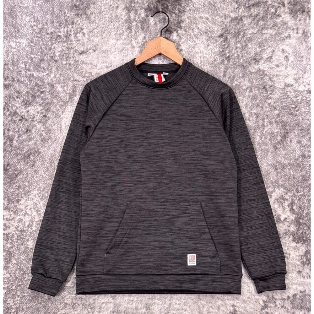 TOPO Designs Mountain Sweatshirt Small Mens Gray Fleece Lined
